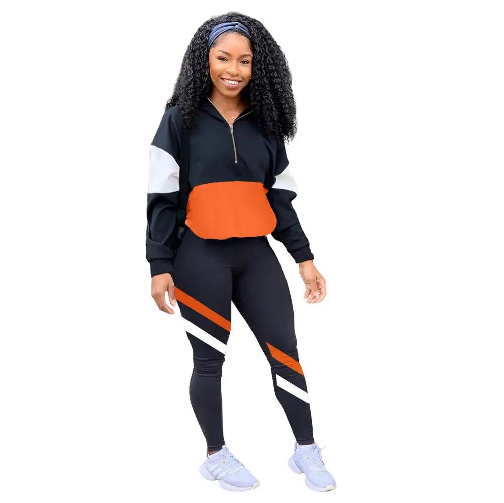 Stripe Long Sleeve Zipper Jacket Tracksuit