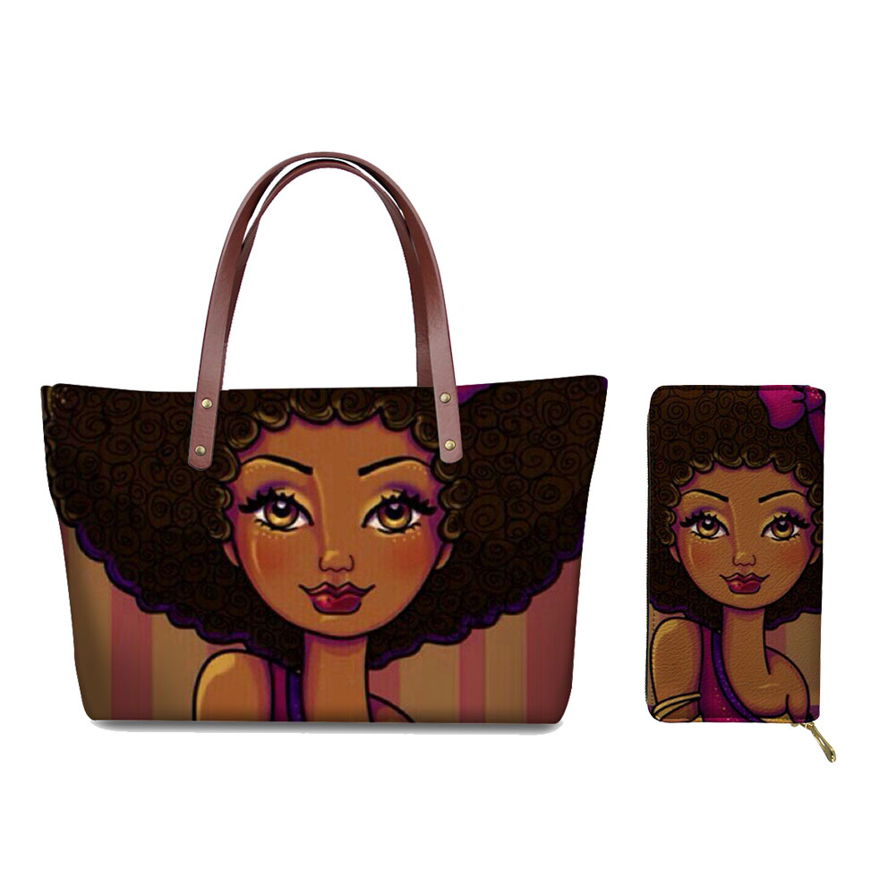 African Girls Pattern Purse Set