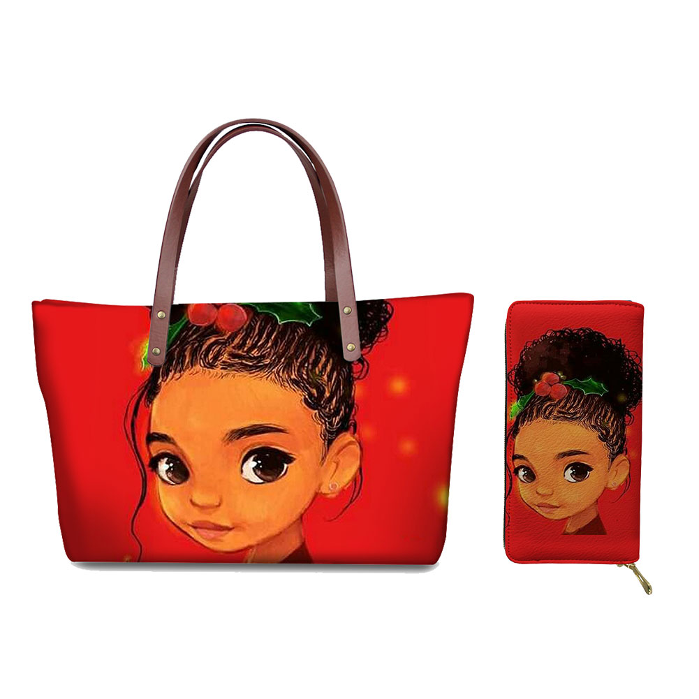 African Girls Pattern Purse Set