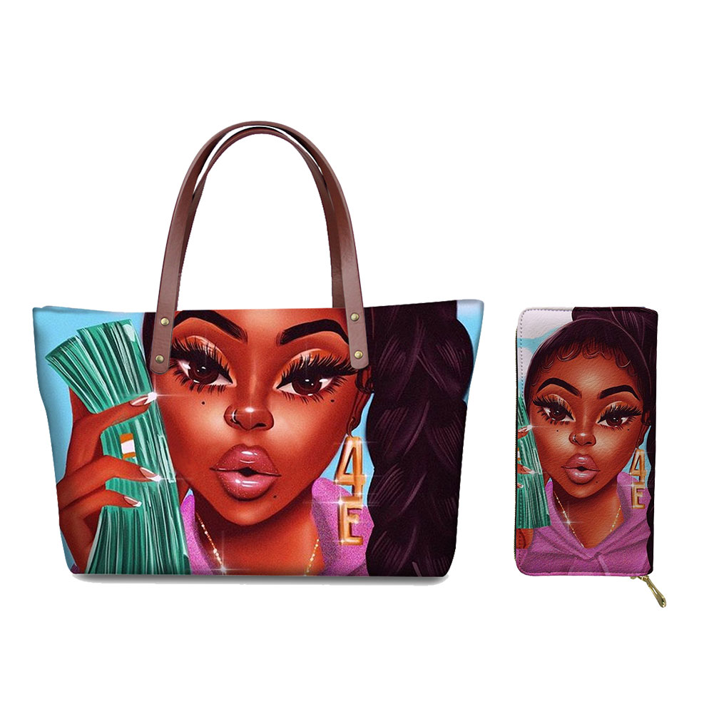 African Girls Pattern Purse Set