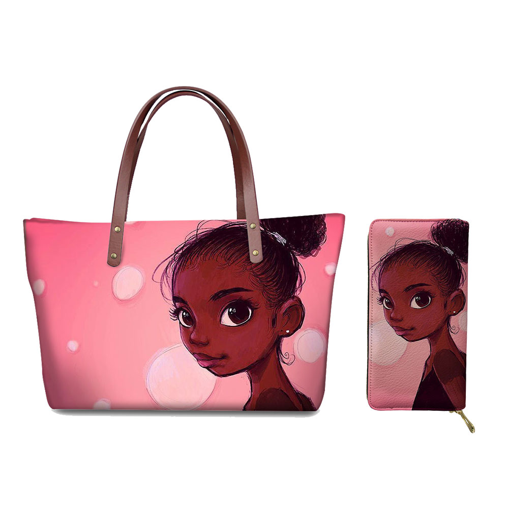 African Girls Pattern Purse Set