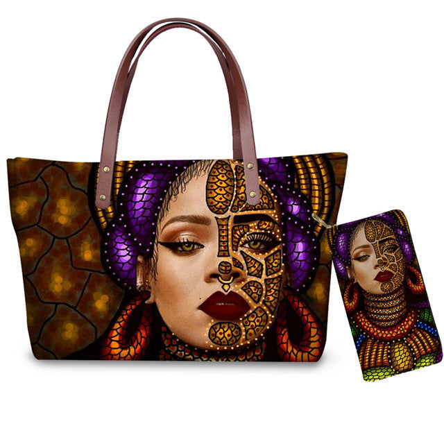 African Girls Pattern Purse Set