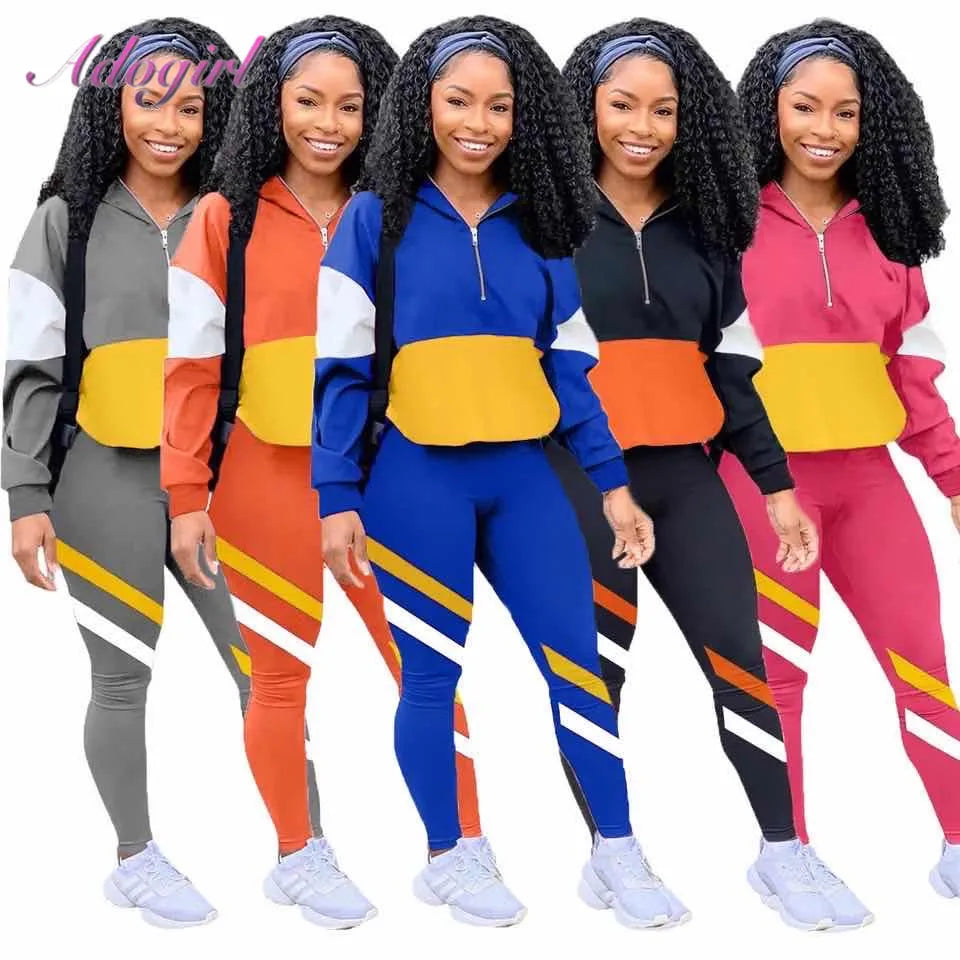 Stripe Long Sleeve Zipper Jacket Tracksuit