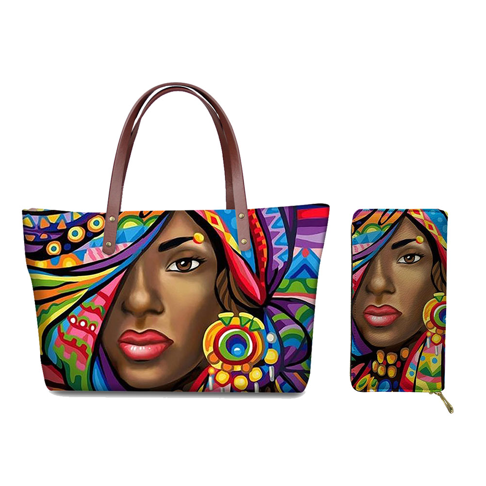 African Girls Pattern Purse Set