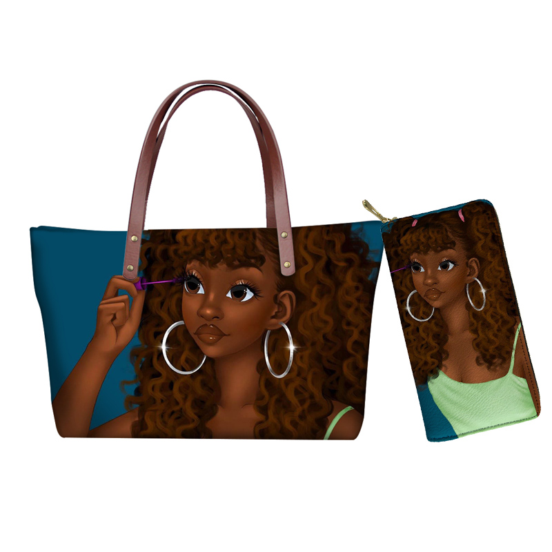 African Girls Pattern Purse Set