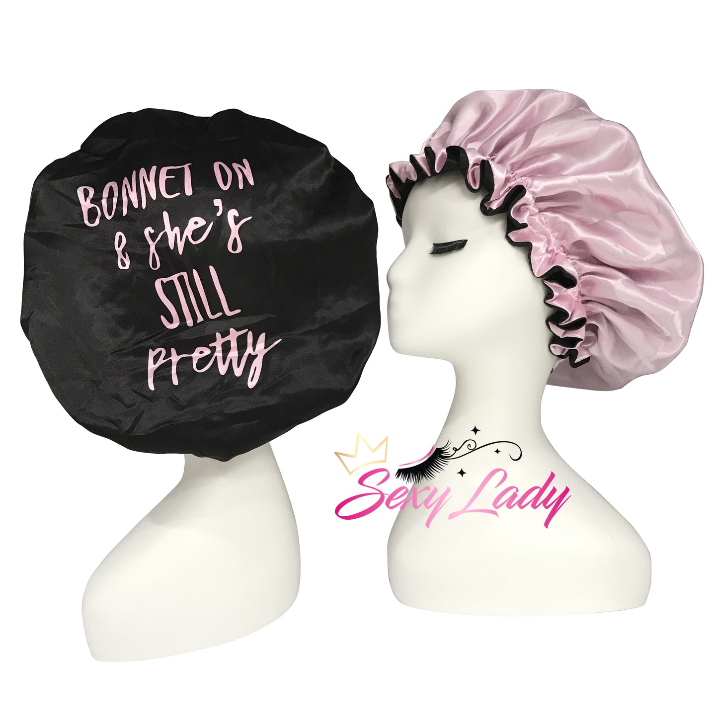 Fashion Pattern Designer Bonnets Women Custom Logo Silk Black-Satin Hair Bonnet