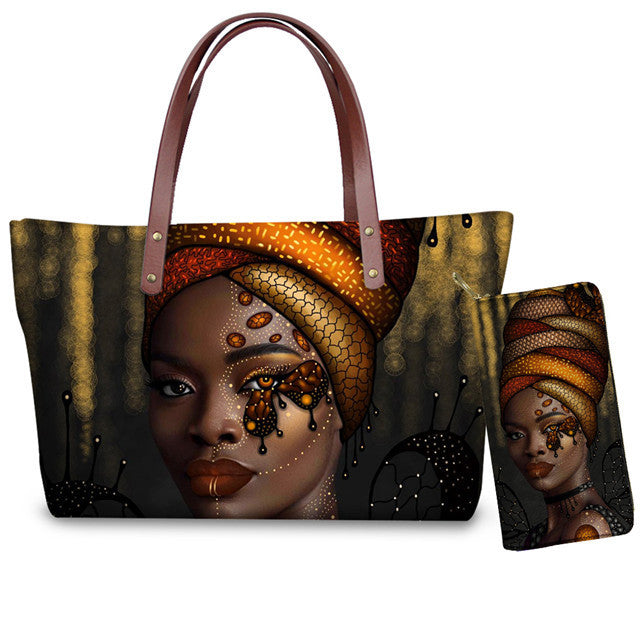 African Girls Pattern Purse Set