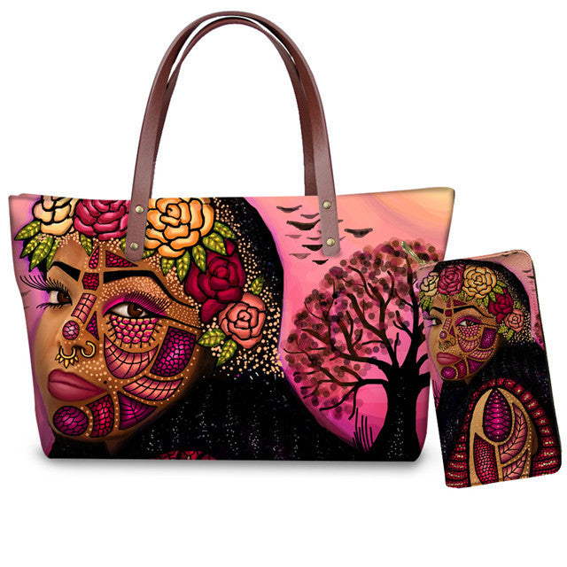 African Girls Pattern Purse Set