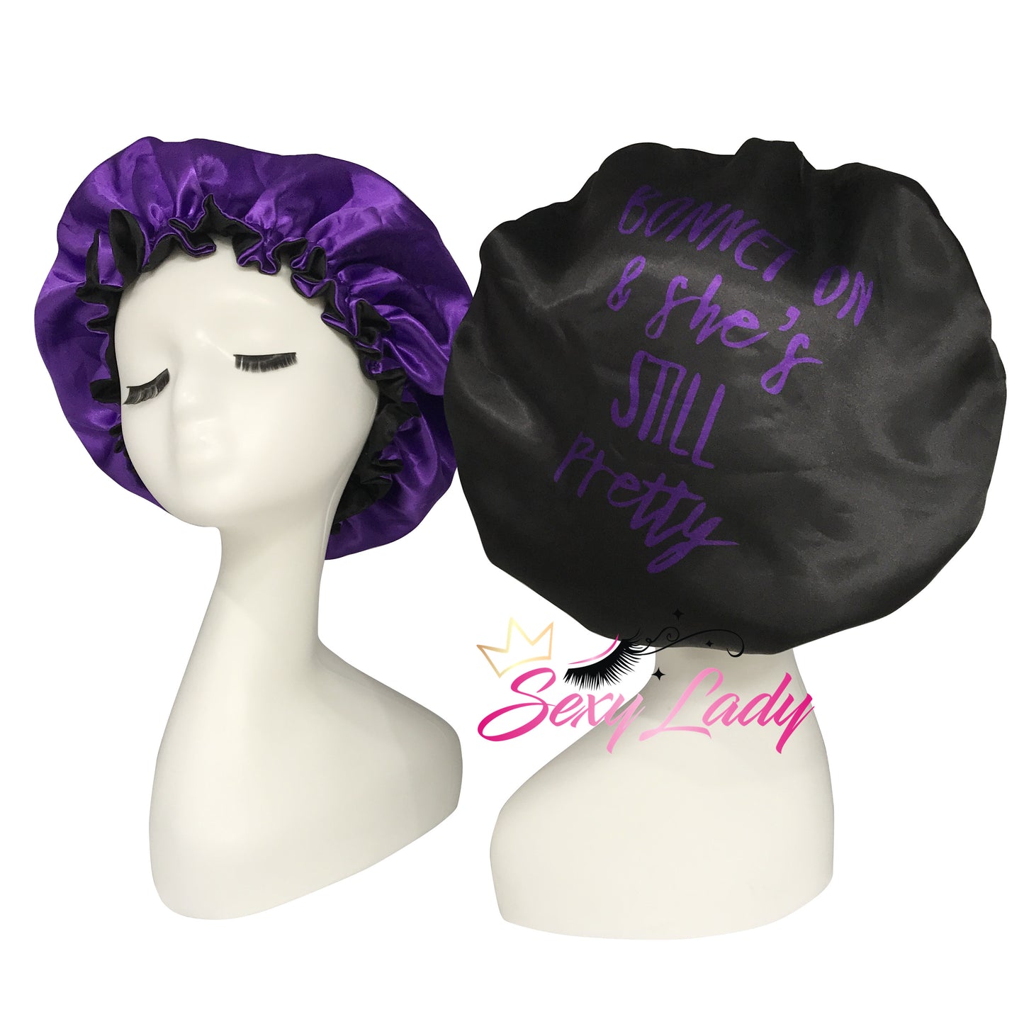 Fashion Pattern Designer Bonnets Women Custom Logo Silk Black-Satin Hair Bonnet