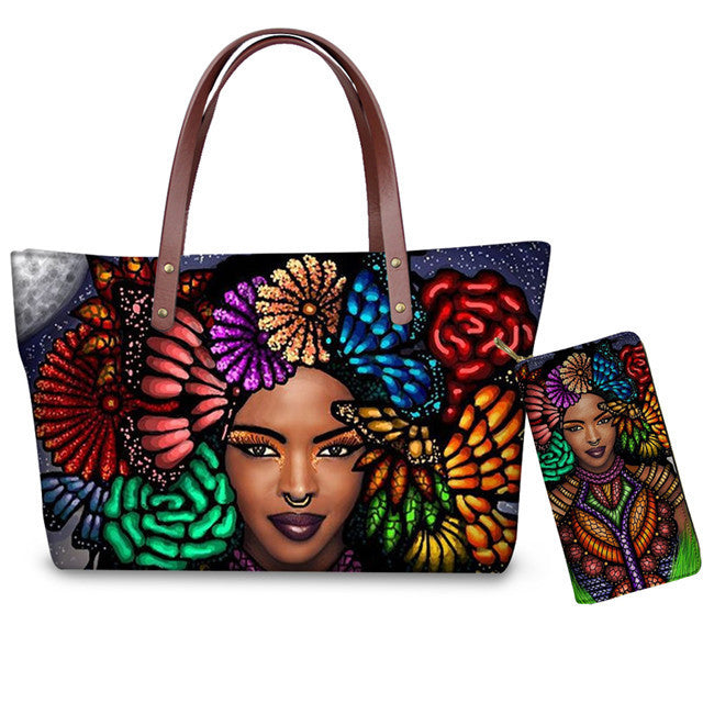 African Girls Pattern Purse Set